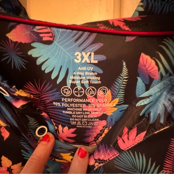 Men’s Tropical Print Performance Polo Shirt 3x - Picture 3 of 3